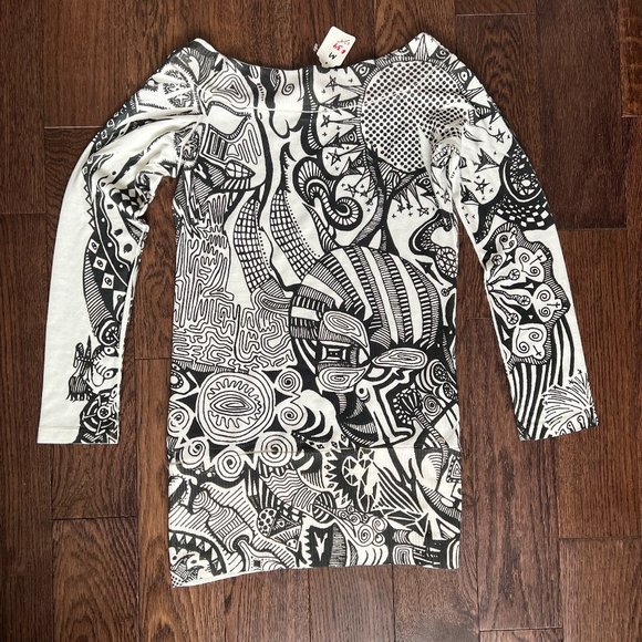 Long Sleeve All Over Black/White Printed Shirt - BRAND NEW - Picture 1 of 3